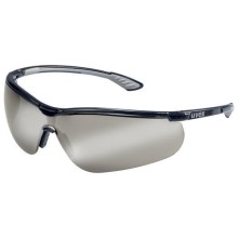 Safety glasses Uvex Sportstyle, dark lense, anti fog on the inside, Silvermirror coating, black/grey