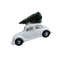 Christmas ornament JOY CAR WHITE 10.6cm, glass