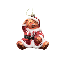 Christmas ornament JOY BEAR SANTA 10.5cm, glass