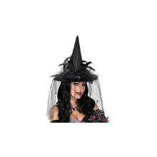 Witch hat with flower and veil