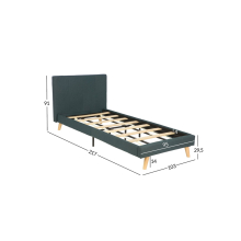 Bed JUNO 90x200cm, with mattress KUKA DUO KID, grey