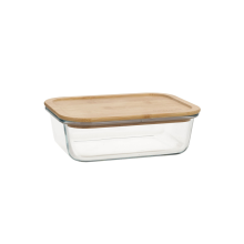 Bowl BOXY 19,7x14,7xH5,8cm 1000ml, glass, bamboo