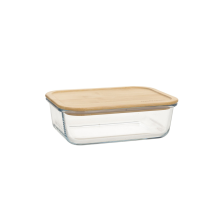 Bowl BOXY 22x16,4xH6,7cm 1500ml, glass, bamboo