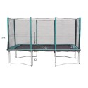 Trampoline with enclosure and green pad 426x274cm
