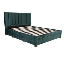 Кровать GRACE 160x200см, с ящиками, зеленая
