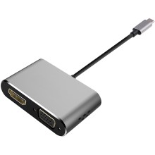 Platinet адаптер USB-C - HDMI/VGA (45224)