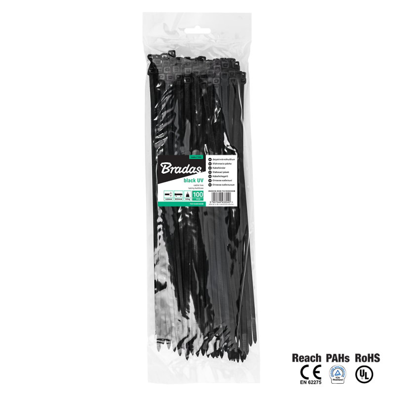 Cable ties 4,8 x 380mm, UVBlack 100pcs Cable ties 4,8 x 380mm, UVBlack 100pcs
