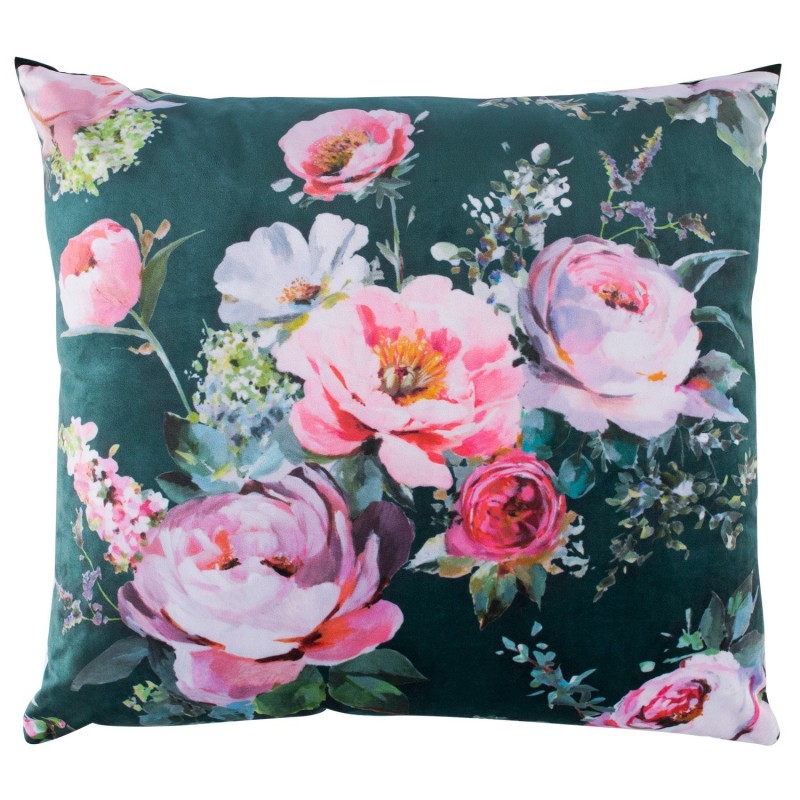 Pillow HOLLY 65x65cm, roses/dark green Pillow HOLLY 65x65cm, roses/dark green