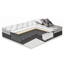 Bed POEM 160x200cm, with mattress HARMONY TOP, dark grey
