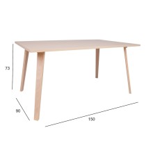 Dining table ADORA 150x90xH73cm, beech