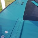 Trampoline with enclosure and green pad 426x274cm