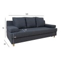 Sofa bed VELLA with storage box, dark grey