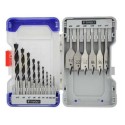 Set of wood drills 15pcs: 6 flat bits + 9 brad point bits