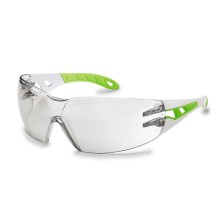 Safety Goggles Uvex Pheos S Clear Lens, Supravision Excellence (Non-Scratch And Anti-Fog) Coating, White / Green Legs.