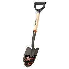 Small round point shovel 15x37cm, wooden shaft, plastic D-handle, 69cm, Truper®