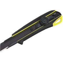 Cutter with elastomer-grip 18mm, "Driver" tip, in-handle blade storage and dial blade lock