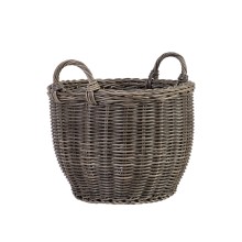 Basket WICKER with handles D41xH30/38cm, plastic wicker, color: grey