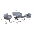 Garden furniture set LEVINE 2 tables, sofa and 2 chairs, grey