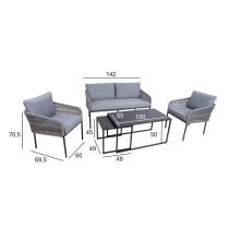 Garden furniture set LEVINE 2 tables, sofa and 2 chairs, grey