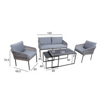 Комплект садовой мебели LEVINE стола, диван и 2 кресла, серый