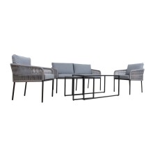 Garden furniture set LEVINE 2 tables, sofa and 2 chairs, grey