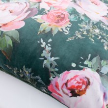 Pillow HOLLY 65x65cm, roses/dark green