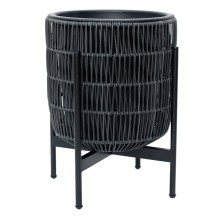 Planter WICKER with stand 38x38xH49cm, black