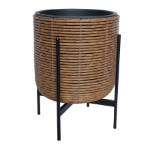 Planter WICKER with stand 38x38xH49cm, brown