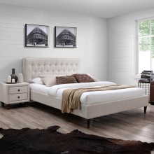 Bed EMILIA 90x200cm, with mattress HARMONY DELUX, light beige