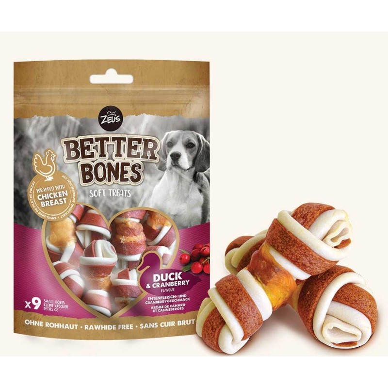 Soft treats duck & cranberry flavor, wrapped chicken bones 9pcs, Zeus Soft treats duck & cranberry flavor, wrapped chicken bones 9pcs, Zeus