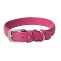 Leather 20mm pin buckle dog collar, pink