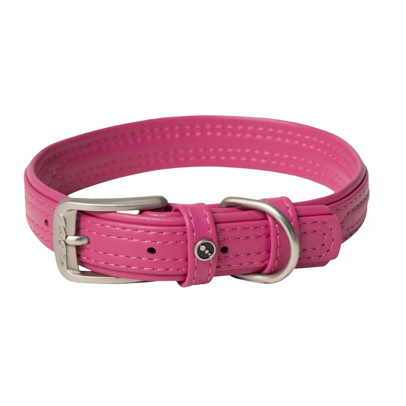Leather 20mm pin buckle dog collar, pink Leather 20mm pin buckle dog collar, pink
