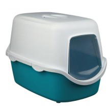 Vico cat litter tray, with hood, 40 × 40 × 56 cm, turquoise/white