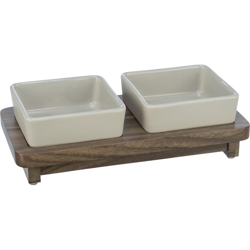 CityStyle bowl set, ceramic/MDF, 2 × 0.4 l/12 × 12 cm/30 × 4 × 15 cm, grey/brown CityStyle bowl set, ceramic/MDF, 2 × 0.4 l/12 × 12 cm/30 × 4 × 15 cm, grey/brown