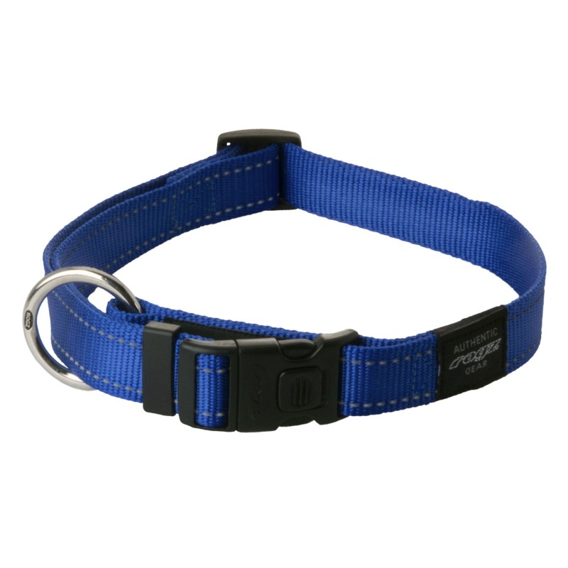 Utility 20mm fanbelt dog collar, large, blue, reflective, Rogz Utility 20mm fanbelt dog collar, large, blue, reflective, Rogz