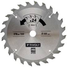 Диск циркулярный Tivoly 210x30мм, z24, 15°, (адаптер 20мм), по дереву