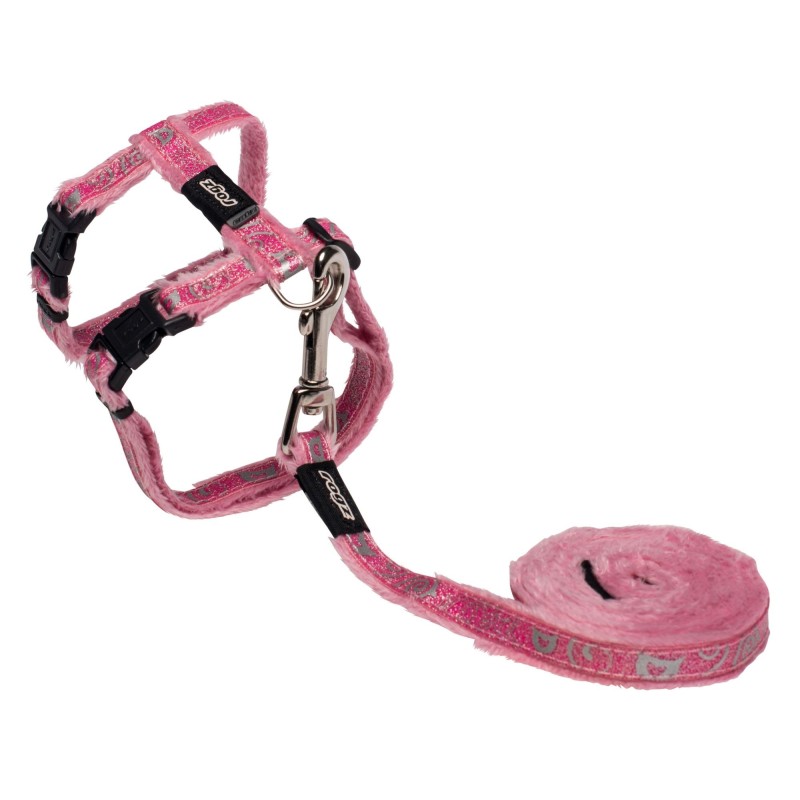 SparkleCat 11mm, small cat harness and lead combination, pink, Rogz SparkleCat 11mm, small cat harness and lead combination, pink, Rogz