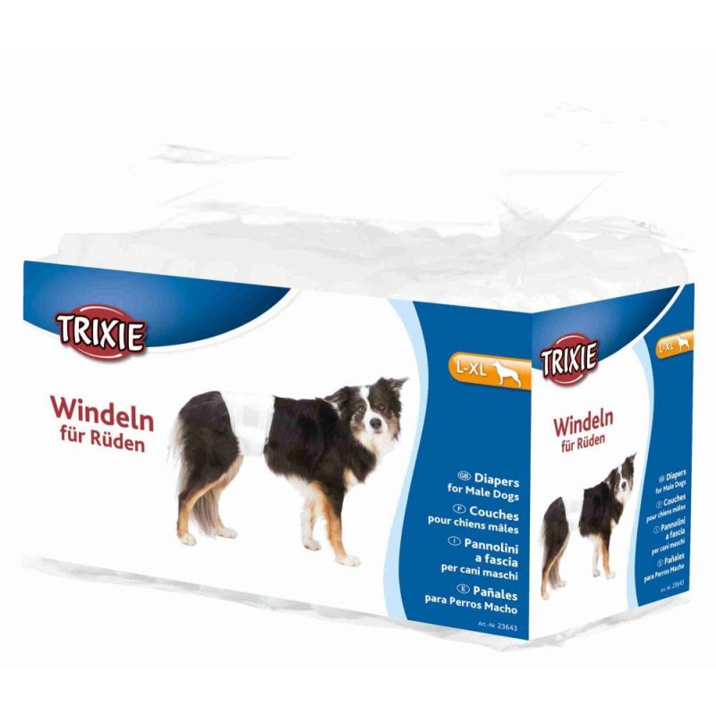 Diapers for male dogs, l–xl: 60–80 cm, 12 pcs., Trixie Diapers for male dogs, l–xl: 60–80 cm, 12 pcs., Trixie