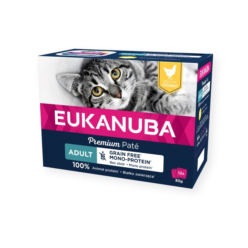 Adult Mono-Protein chicken wet food for cats multipack 12x85 g, Eukanuba Adult Mono-Protein chicken wet food for cats multipack 12x85 g, Eukanuba