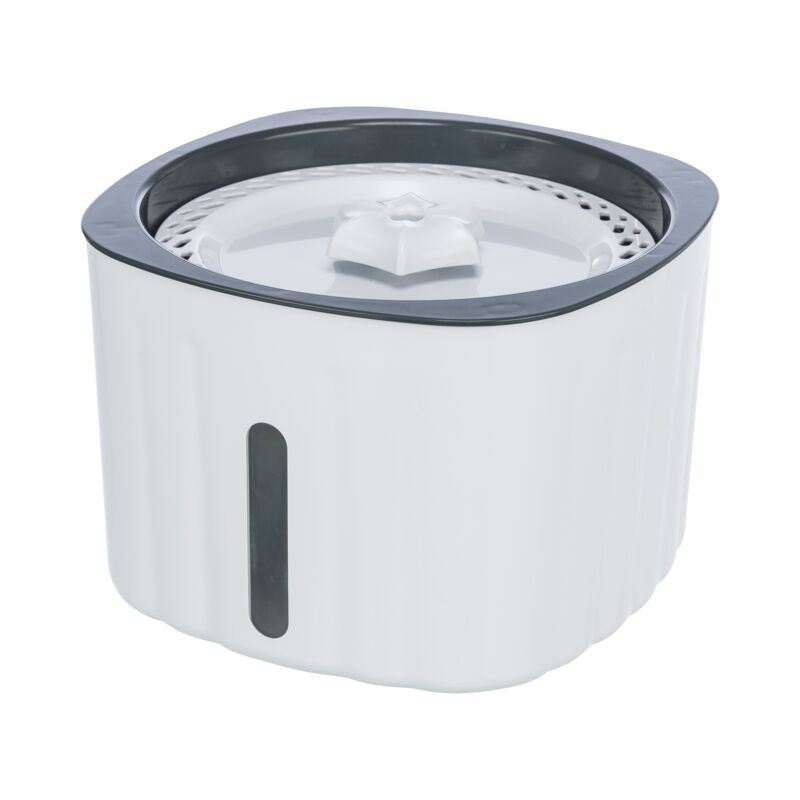 Flower drinking fountain, plastic, 2 l/18.5 × 13 × 18.5 cm, white/grey Flower drinking fountain, plastic, 2 l/18.5 × 13 × 18.5 cm, white/grey