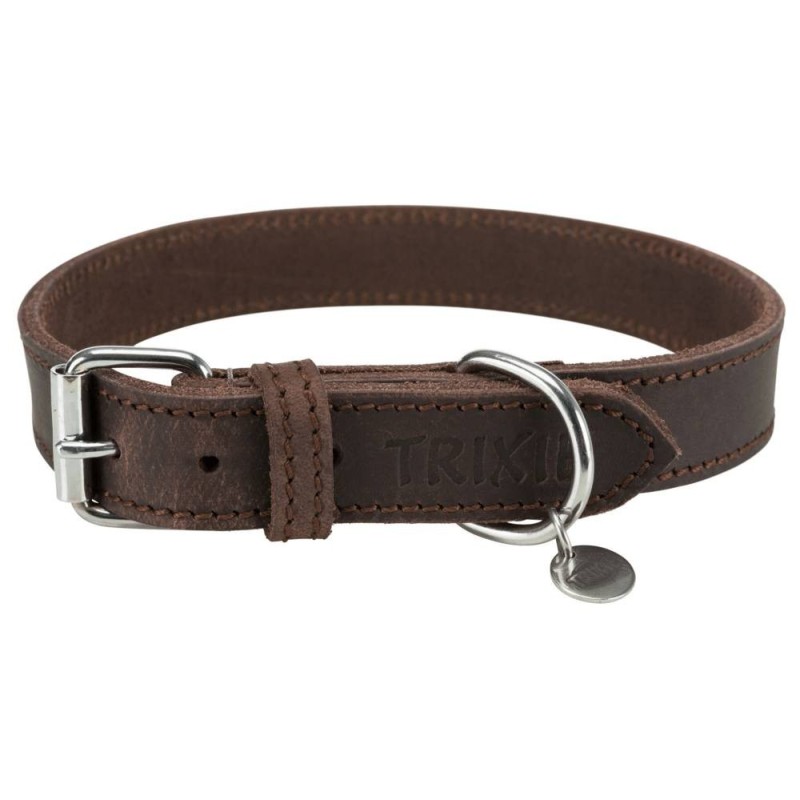 Rustic fatleather collar, m–l: 42–48 cm/25 mm, dark brown, Trixie Rustic fatleather collar, m–l: 42–48 cm/25 mm, dark brown, Trixie