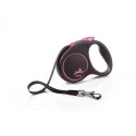 Walking leash Black Design S Ribbon 5m pink, Flexi