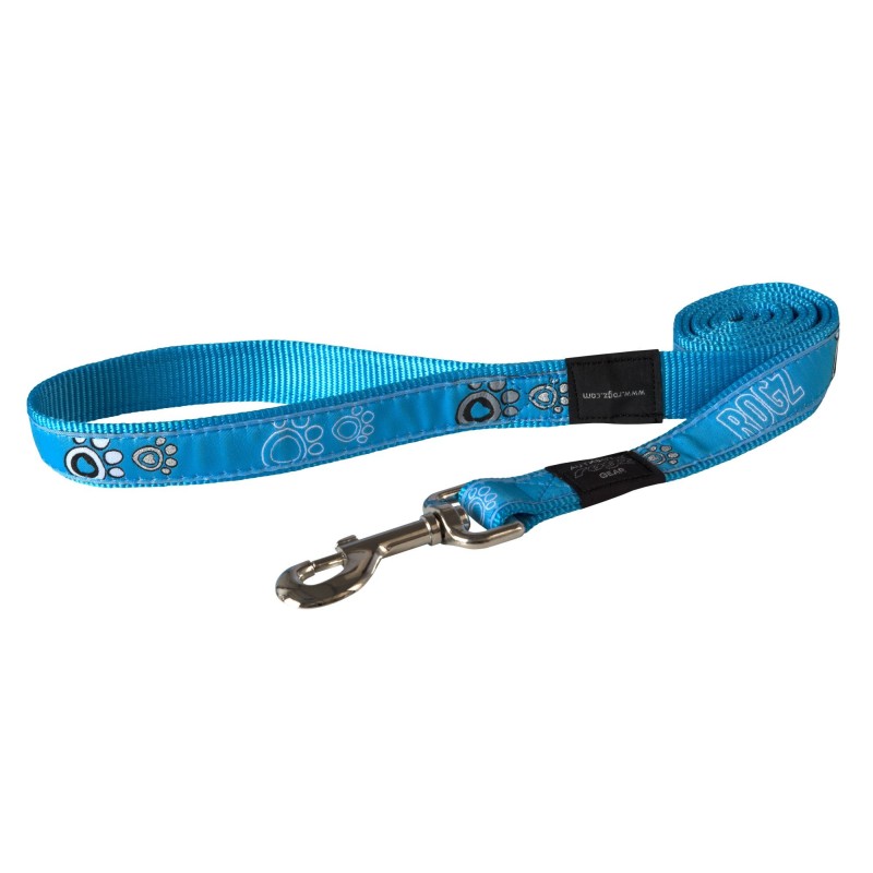 Leash Rogz Fancy Dress XL 25mm Armed Response, Turquoise Paw pattern Leash Rogz Fancy Dress XL 25mm Armed Response, Turquoise Paw pattern