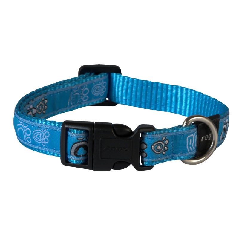 Collar Rogz Fancy Dress M 16mm Scooter, Turquoise Paw pattern Collar Rogz Fancy Dress M 16mm Scooter, Turquoise Paw pattern