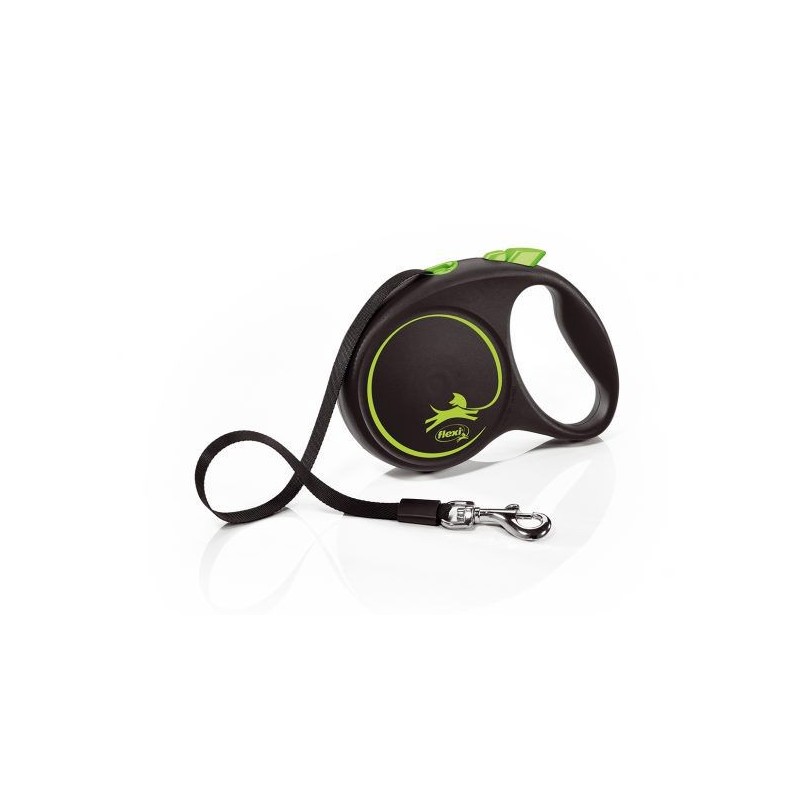 Walking leash Black Design, size M, Ribbon, 5m, green, Flexi Walking leash Black Design, size M, Ribbon, 5m, green, Flexi