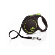 Walking leash Black Design, size M, Ribbon, 5m, green, Flexi