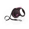 Walking leash Black Design, size M, Ribbon, 5m, pink, Flexi