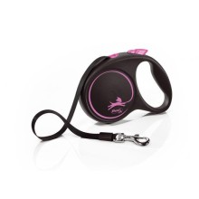 Walking leash Black Design, size M, Ribbon, 5m, pink, Flexi