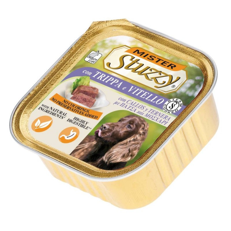 Complete (wet) feed dog 300gr. alu tray tripe & calf, Stuzzy Complete (wet) feed dog 300gr. alu tray tripe & calf, Stuzzy