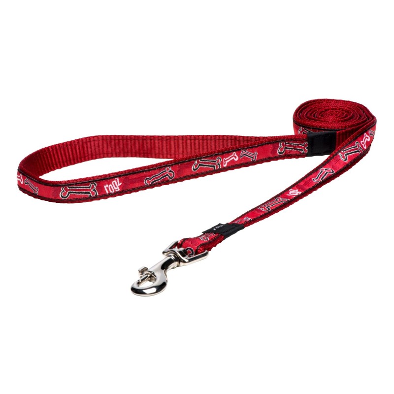 Fancy dress medium 16mm scooter fixed dog lead, red bone design, Rogz Fancy dress medium 16mm scooter fixed dog lead, red bone design, Rogz